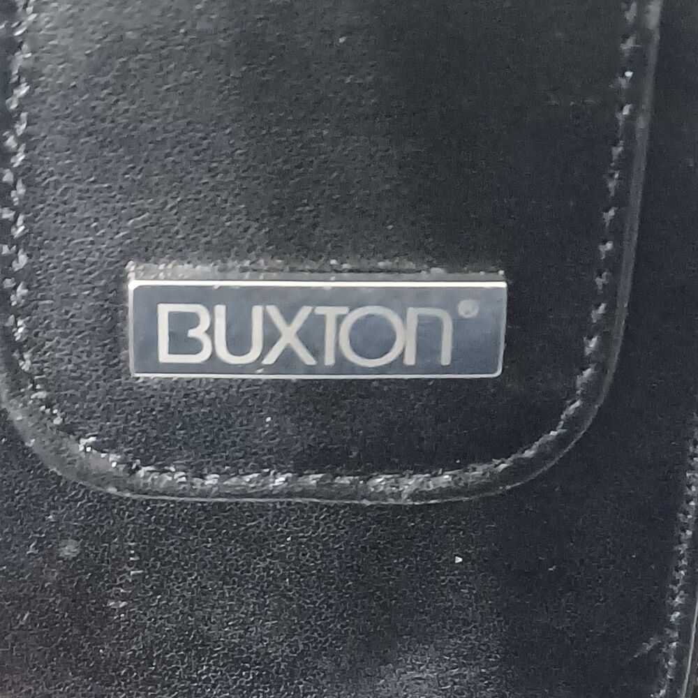 Vintage BUXTON Genuine Black Leather Accordion Wallet w/ Belt Loop & Crossbody - Picture 3 of 5